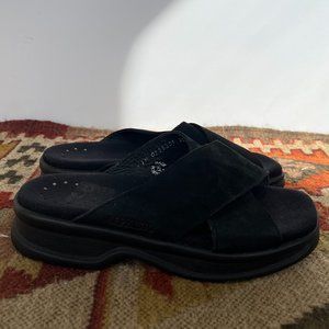 Mephisto Black Platform Cross Strap Slide Sandal -- US Womens Size 5 / EU 35